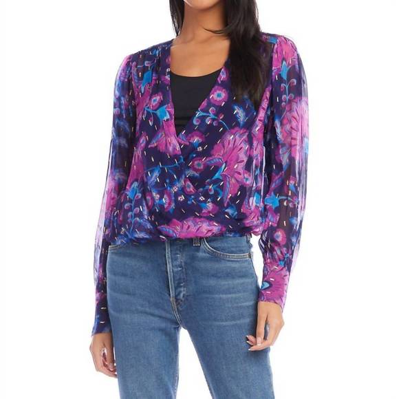 NEW FIFTEEN TWENTY drape front top in print